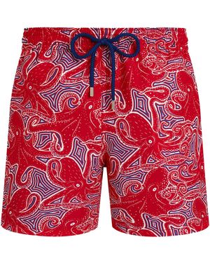 Vilebrequin Badeshorts mit grafischem Oktopus-Print - Rot