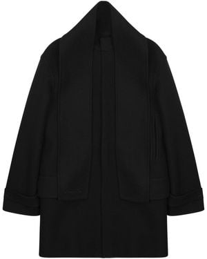 Dior Wool Overcoat With Scarf - Black