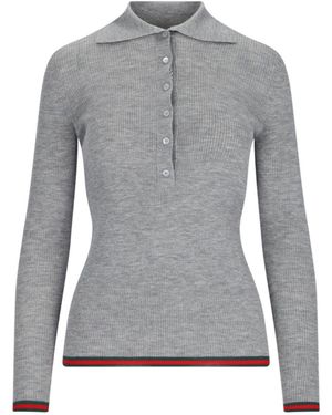 Gucci Rippenstrick C BRO und Seidenpullover - Grau