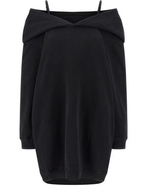 MM6 by Maison Martin Margiela Off Shoulder Hooded Dress - Zwart
