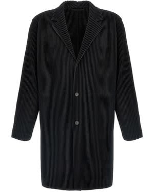 Homme Plissé Issey Miyake Single-Breasted Pleated Coat - Schwarz