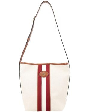 Bally Mini Linen Shoulder Bag - White
