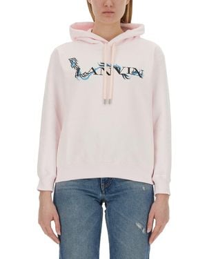 Lanvin Relaxed Fit Cotton Sweatshirt With Front Print - White