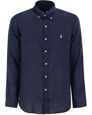 Polo Ralph Lauren Custom Fit Linen Shirt - Blue