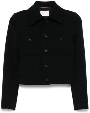 Saint Laurent Wollmischung Kruppierte Jacke - Schwarz