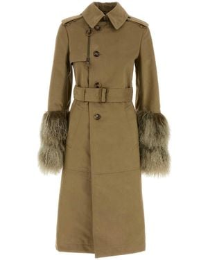 Burberry Cotton Blend Trench Coat - Green