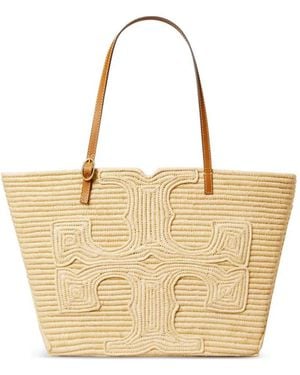 Tory Burch Ella Draagtas Van Stro Met Structuur - Naturel