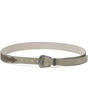 Brunello Cucinelli Leather Western Belt Belts Beige - Grey
