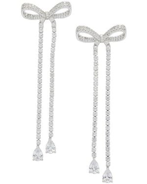 Self-Portrait Dangling Earrings With Crystals - White