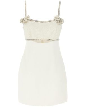 Self-Portrait Crêpe Pearl Bow Mini Abiti Bianco-Donna