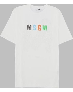 MSGM Kids 100% Cotton Mini T-Shirt - White