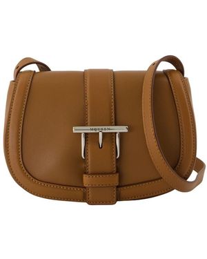 McQueen T Bar Satchel Mini Purse Alexander Mc Queen Leather Brown - Bruin