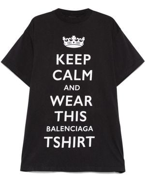 Balenciaga Keep Calm Cotton T Shirt - Black