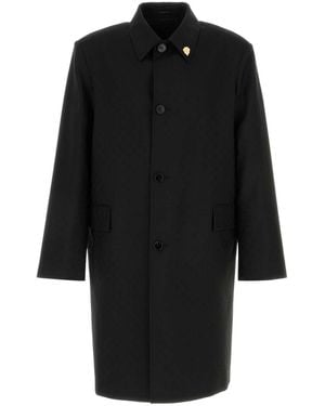Gucci Solid Wool Coat - Black