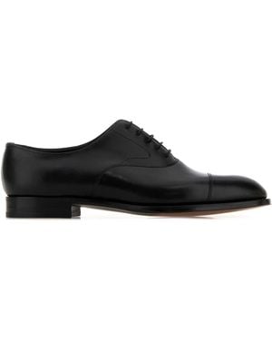 Edward Green Leather Chelsea Lace Up Shoes - Black
