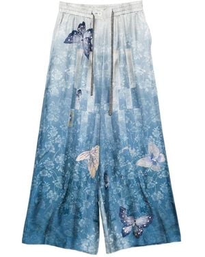 Pierre Louis Mascia Printed Silk Trousers - Blue