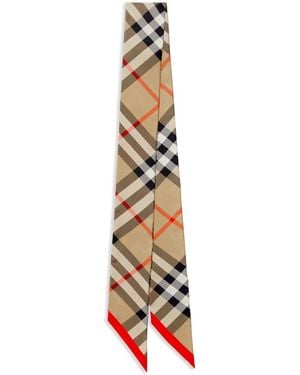 Burberry Check Silk Foulard - White
