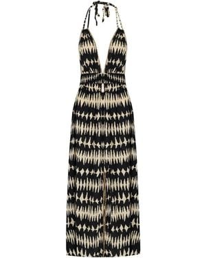 PAHIESA FORMENTERA Bicolor Sleeveless Long Dress - Black