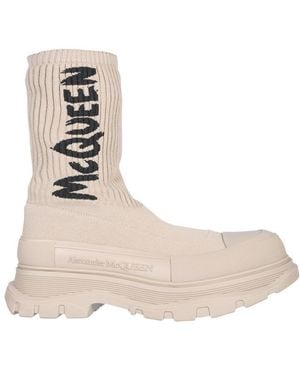 McQueen Oversized Rubber Lug Sole Boots - Natural