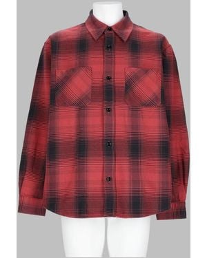 Our Legacy Gradient Plaid Cotton Casual Shirt - Red