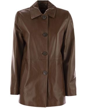 Max Mara Girino Nappa Leather Over Jacket in Black | Lyst