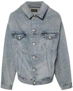 Balenciaga Off Shoulder Denim Jacket - Blue