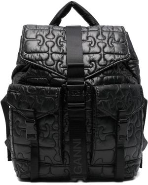 Ganni Quilted Nylon Backpack - Black