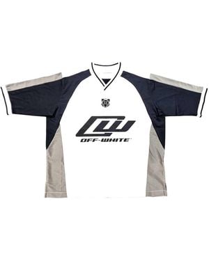 Off-White c/o Virgil Abloh V Neck T Shirt With Logo Print - Blue