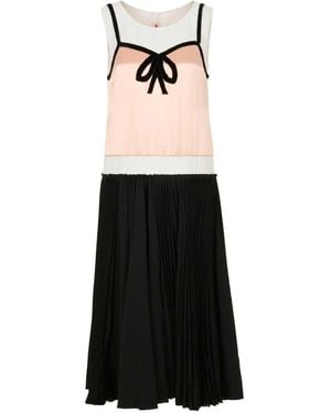 Marni Pleated Midi Dress With Bow - Black