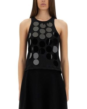 MSGM Fitted Cotton Top - Black