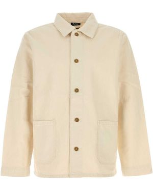 A.P.C. Boxy Silhouette Jacket With Classic Collar - Natural