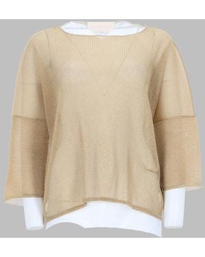 Circus Hotel Lurex Ribbed Mini Top - Natural