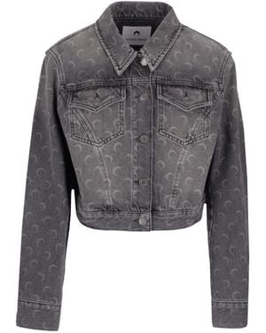 Marine Serre Moon Laser Grey Wash Jeans-Kurzjacke - Grau