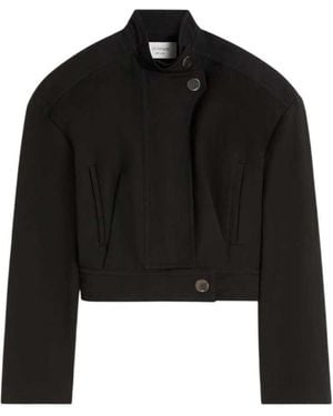 Sportmax Übergroße Baumwoll-Bomberjacke Schwarz