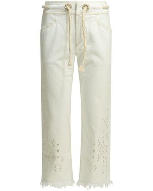 Isabel Marant Alison Cotton Straight-Leg Jeans - White