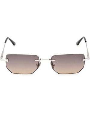 Tom Ford Gafas de sol Ft1355 16 B Ethan Plata/Gris ahumado Unisex - Rosa