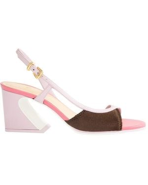 Fendi Arco Leather Court Shoes - Pink