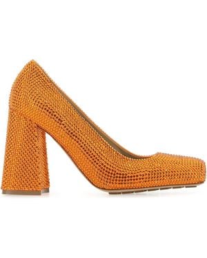 Bottega Veneta Leather And Rhinestones Tower Court Shoes - White