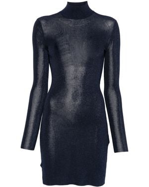 Self-Portrait Viscose Knit Mini Dress - Blue