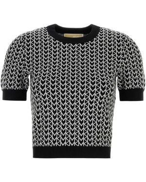 MICHAEL Michael Kors Embroidered Stretch Viscose Blend Jumper - Black