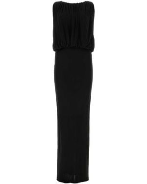 Saint Laurent Draped T-Shirt Gown For Ss23 - Black