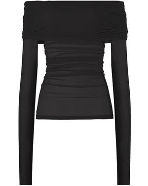 Wolford Gedrapeerde Doorzichtige Top Met Lange Mouwen - Zwart