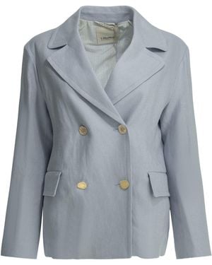 Max Mara Zweireihiger Blazer aus Leinen - Blau