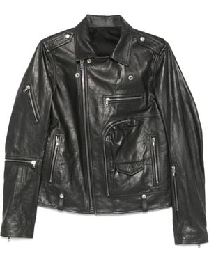 Rick Owens Leather Jacket With Cotton And Cupro Lining - Black