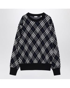 Burberry Check-Pattern Wool Blend Sweater - Black
