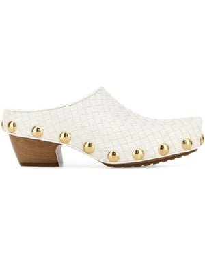 Bottega Veneta Woven Mules - White