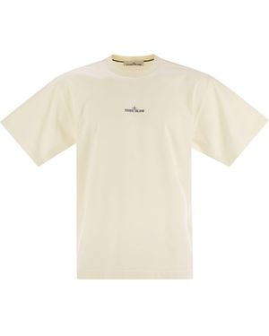 Stone Island Korte Mouwen T -shirt In Katoentrui - Wit