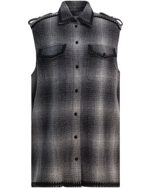 Golden Goose Vestido camisero de mezcla de lana de - Negro