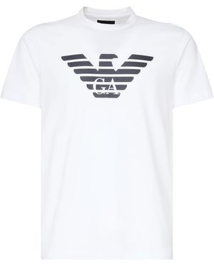 Emporio Armani Eagle Logo Stampa Maglietta Bianca - Bianco