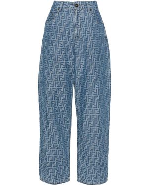 Fendi Ff Chambray -Baumwolljeans - Blau